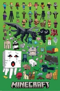2024 MOJANG MINECRAFT CHARACTER POSTER GRID COMPUTER VIDEO GAME 24x36 FREE SHIP - Picture 1 of 1