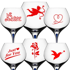 6x Mezcla de calcomanías de amor romántico para regalo de fiesta de copa de vino día de San Valentín hágalo usted mismo - Imagen 1 de 2