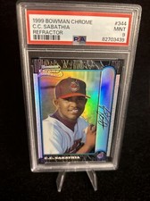 PSA 9 MINT 1999 BOWMAN CHROME REFRACTOR CC C.C. SABATHIA RC HALL OF FAME