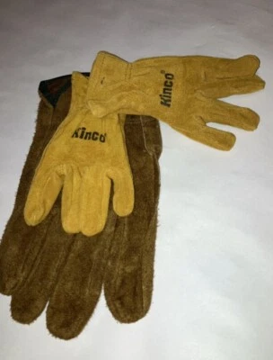 Children’s Gloves XS Full Suede Cowhide Easy On Elastic Cuff “Just Like Dad” - Image 1 of 4