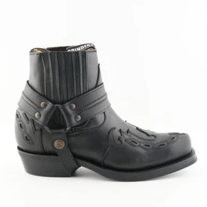 Botas Grinders Montana para hombre de cuero negro botas de motociclista botas vaqueras occidentales - Imagen 1 de 10