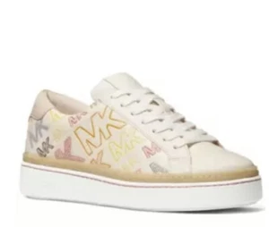 Nueva Zapatilla Michael Kors MK Chapman Logo Cuero Repujado Lt Crm Multi 7.5 - Imagen 1 de 2