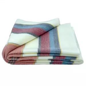 SOFT & WARM STRIPED ALPACA LLAMA WOOL BLANKET THROW 95"x63" QUEEN BED SOFA COUCH - Picture 1 of 7