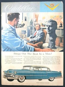 Revista Cadillac 1955 original anuncio impreso vintage artista escultor - Imagen 1 de 1