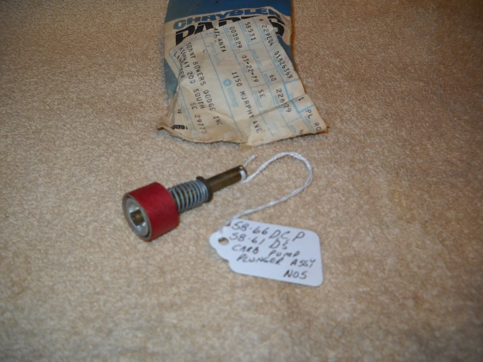 NOS Mopar 1958-66 Dodge Chrysler Plymouth 1958-61 DeSoto Carb Pump Plunger Assy - Image 1 of 1