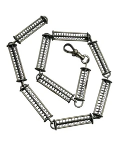 Raro Antiguo Tono Plata Primavera Stretch Albert Reloj Cadena Collar con Clip para Perro - Imagen 1 de 13