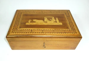 Große Holzschatulle Nähkasten mit Intarsien Wien um 1900 - Bild 1 von 11