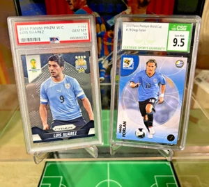 2 SLABBED CARDS LOT URUGUAY SOCCER STARS DIEGO FORLAN 9.5 AND LUIS SUAREZ PSA 10 - Picture 1 of 24