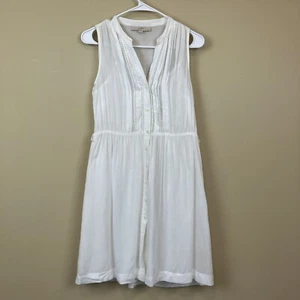 Loft weiß ärmellos geknöpftes Shirt Kleid vorne Damen Größe 2 - Bild 1 von 14