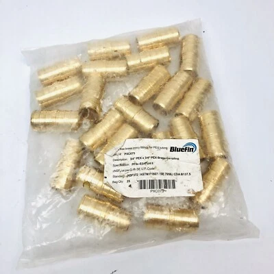 QTY OF 24 BLUEFIN PXC075 3/4" PEX X 3/4" PEX BRASS COUPLING - Image 1 of 3