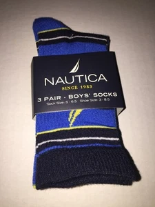 Brand New- Nautica 3 Pair Boys Socks (Size 3c-8.5c) - Picture 1 of 2