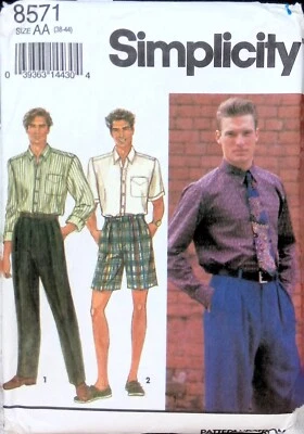 Simplicity Sewing Pattern 8571 Pants Shorts Shirt Mens Size 38-44 Button Front - Image 1 of 4