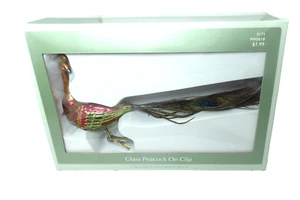 Glas Pfau auf Clip Weihnachtsschmuck goldene Inspirationen Sears nicht mehr produziert Neu im Karton - Bild 1 von 13