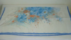 Vintage Ladies Blue Flower Scarf - Made in Italy - Picture 1 of 4