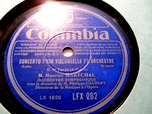 1932 Maurice Marechal LALO Cello Concerto in D Philippe Gaubert COLUMBIA LFX 282 - Picture 1 of 2