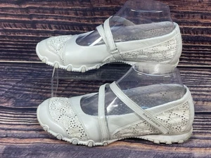 Skechers Mary Jane Größe 7 flache Schuhe 21687 Naturleder elfenbeinfarben Freizeitschuhe Damen - Bild 1 von 9