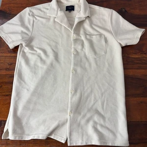 Marc Asher New York Men's XL Cream Striped Short Sleeve Shirt - Picture 1 of 7