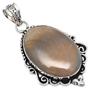 Pendant Polygram Jasper Gemstone Mother'Day Silver Jewelry 2.25" - Picture 1 of 7