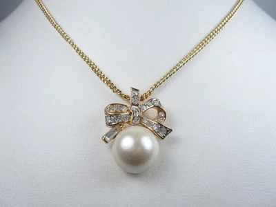 Colgante enchapado en oro Nina Ricci con cristales y perlas de Swarovski 16-18" - 7709 Foto 1 de 3