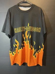 VINTAGE Y2K HARLEY DAVIDSON DRI FIT WRAP AROUND FLAMES DESIGN SIZE XL RARE AOG - Picture 1 of 10