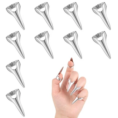 Juego de 10 piezas de pinzas de metal retro para uñas con garra de dedo anillos de uñas para trenzar el cabello Foto 1 de 4