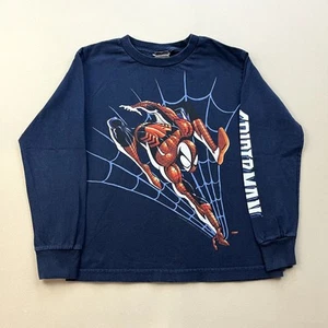 Vintage Spider-Man T-Shirt Youth Small Navy Blue Mad Engine Marvel Comics LS y2k - Picture 1 of 10