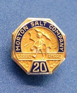 VINTAGE MORTON SALT 20 YEAR SERVICE AWARD PIN 10K GOLD BADGE - Picture 1 of 3