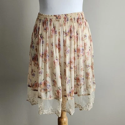 Le Chateau Fairy Skirt Womens Medium Floral Lace Mesh Tiered Pixie Cottage Y2K Foto 1 de 4