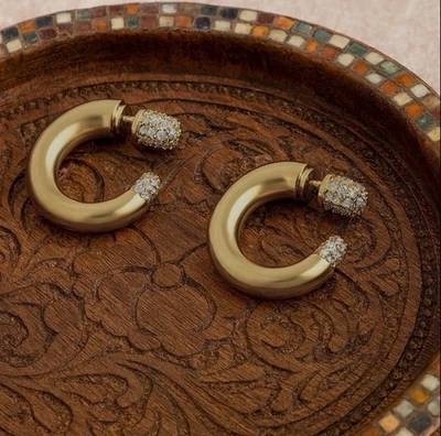 Pendientes Aro Cristal Alexis Bittar ESTILO Solanales Oro Tachuela Circonita Fundida Boho Foto 1 de 4