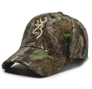 Green/Brown Woodland Camouflage Curved Bill Baseball Cap Hat Embroidered Logo 3 - Picture 1 of 4