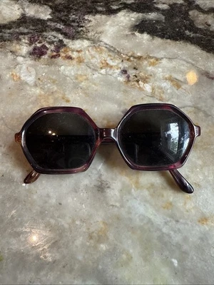 Vintage 1970s-1980s Safilo Scala Italy Mod Hexagon Purple Women eyeglasses 5 1/2 - Image 1 of 4