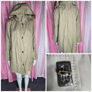 Jones New York Beige Classic City Lightweight Cotton Hooded Jacket Size Large  - Picture 1 of 14