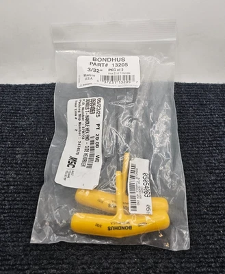 (QTY 2) Bondhus 13205: T-Handle Key 3/32" AF Imperial Driver Wrench Hex Tee Long - Image 1 of 4