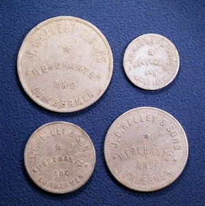 Set of four SCARCE Georgia lumber tokens - J.C. Kelley & Sons, Mitchell, Ga. - Picture 1 of 2