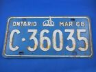 Plaque d'immatriculation Ontario Canada 1968