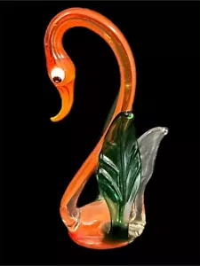 Art Glass Murano Style 4” Hand Blown Swan Vintage - Picture 1 of 3