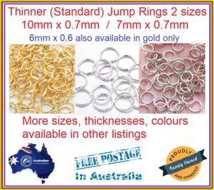 10/20/50/100/200/500/1000 Split Jump Open Rings 6mm / 7mm / 10mm x 0.7mm Thinner - Picture 1 of 7
