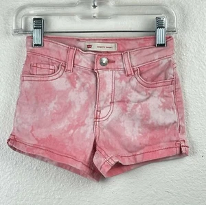 Levi's Shorts Girl's Size 4 Shorty Short Hook & Bar Tie Dye Cut Off Pink White - Picture 1 of 9