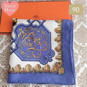 Sciarpa HERMES Carre 90 blu LUDOVICUS MAGNUS seta 100% dal GIAPPONE spedizione gratuita - Foto 1 di 5