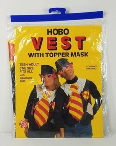 Nuevo en Paquete Chaleco Hobo Vintage con Máscara Topper Bum Disfraz de Halloween Ben Cooper 1986 Sellado - Imagen 1 de 10