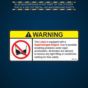 Supercharged Engine Warning No Bra Self Adhesive Sticker supercharger - Foto 1 di 1