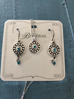 Conjunto de pendientes y collar de alambre francés Brighton medalla de punto guijarro nuevo con etiquetas ~ circón Foto 1 de 4