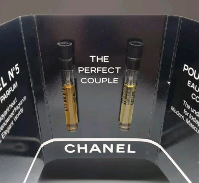 RARE 2 vintage CHANEL POUR MONSIEUR & N°5 eau de toilette Travel Sample bottle  - Image 1 of 4