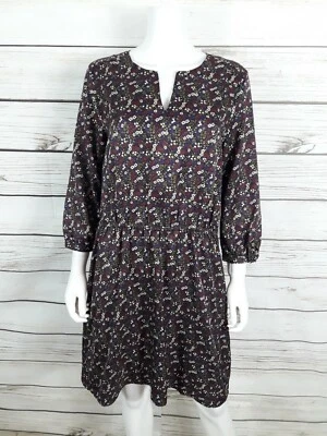 Lands End 帆布女式换装连衣裙 L 码多色花卉侧口袋  — 第 1/4 张图片