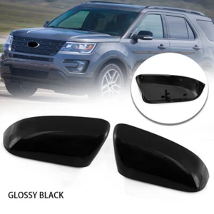 2x Gloss Black Side Mirror Cover Cap Trim For Ford Explorer 2016 2017 2018-2019 - Foto 1 di 11