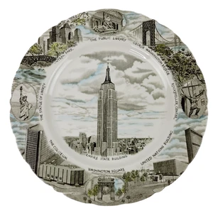 New York Empire State Building Johnson Brothers Souvenir Plate 10-3/4” - Picture 1 of 3