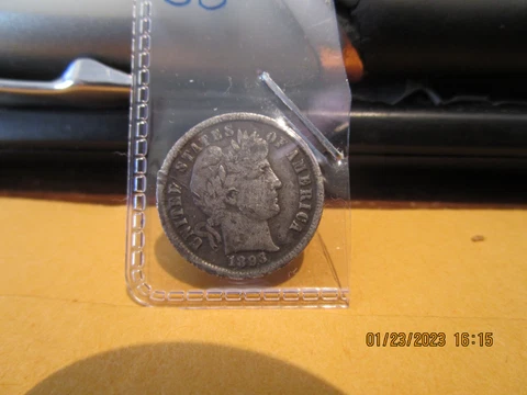 1893 P Barber Dime  F +++ Cover