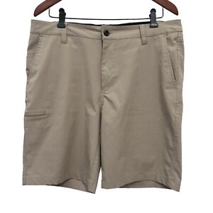 Hawke & Co Men's Size 34 Performance 9" Shorts Zip Cargo Pocket Lined Khaki guc