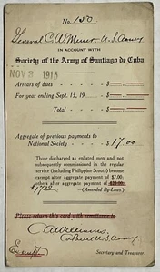 1915 Society of the Army of Santiago de Cuba Card - Bild 1 von 4
