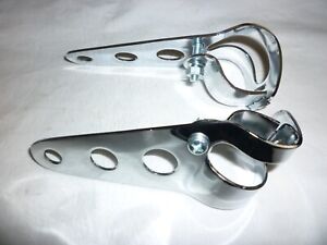 CHROME HEADLIGHT MOUNTING BRACKETS, 28 - 40 mm FORK STANCHIONS, 95mm LONG ARMS
